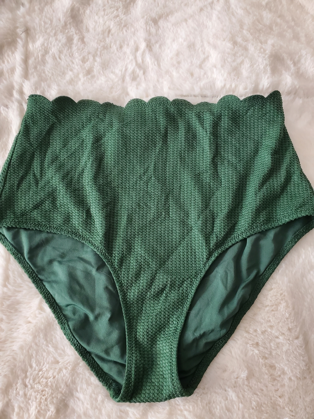 aerie Dark Green High-Waist Textured Bikini Bottoms